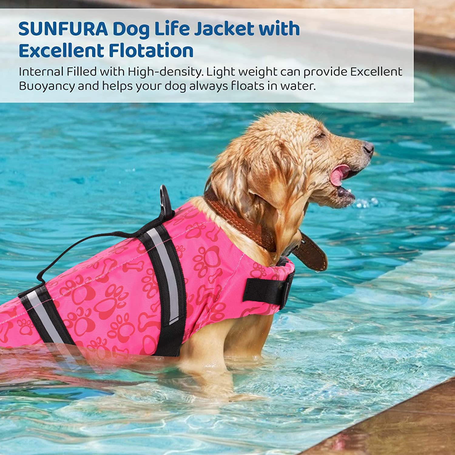 Ripstop Dog Life Jacket, Safety Pet Flotation Life Vest With Reflective ...